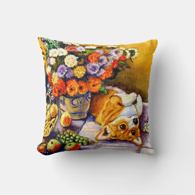 Pembroke Welsh Corgi Pillow Floral Kissen (Vorderseite)