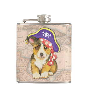 Pembroke Welsh Corgi Pirate Flachmann