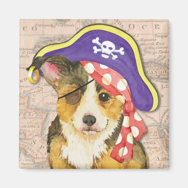 Pembroke Welsh Corgi Pirate Magnet (Vorne)