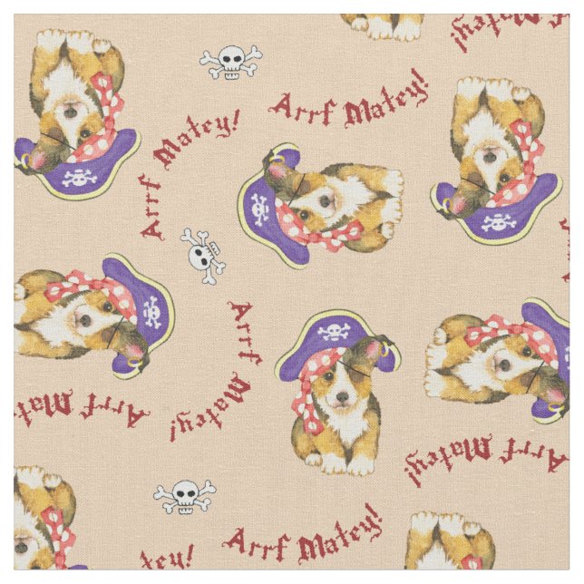 Pembroke Welsh Corgi Pirate Stoff (Nahaufnahme)