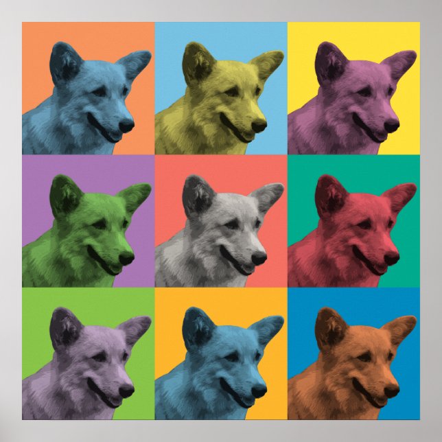 Pembroke Welsh Corgi Pop-Art Poster (Vorne)