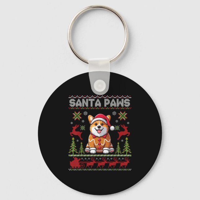Pembroke Welsh Corgi Santa Paws Merry Christmas Ug Schlüsselanhänger (Vorderseite)
