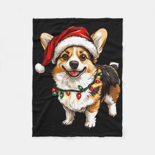 Pembroke Welsh Corgi Santa Weihnachtsbaum Lichter Fleecedecke