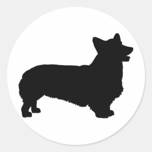 Pembroke Welsh Corgi (schwarz) Runder Aufkleber