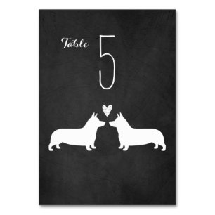 Pembroke Welsh Corgi Silhouetten Hochzeit Empfang Tischnummer
