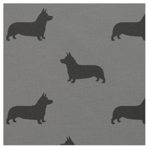 Pembroke Welsh Corgi Silhouetten Pattern Grau Stoff