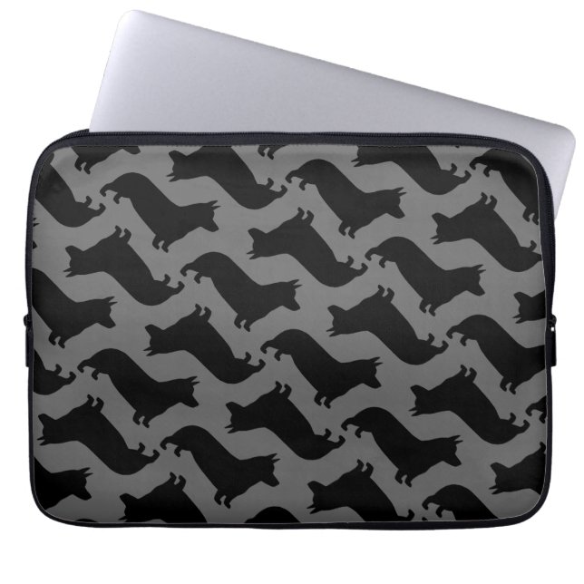 Pembroke Welsh Corgi Silhouetten Pattern Laptopschutzhülle (Vorderseite)