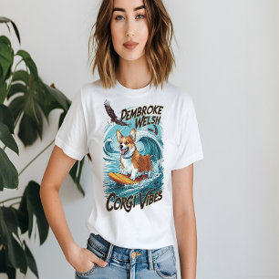 Pembroke Welsh Corgi Surfer Tackles Epic Wave T-Shirt