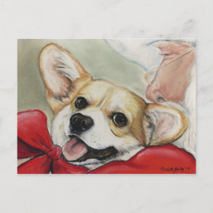 Pembroke Welsh Corgi und Santa Postcard Feiertagspostkarte