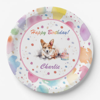 Pembroke Welsh Corgi Watercolor Paper Plate Pappteller