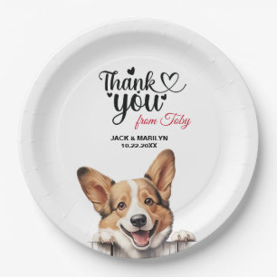 Pembroke Welsh Corgi Wedding Danke Pappteller