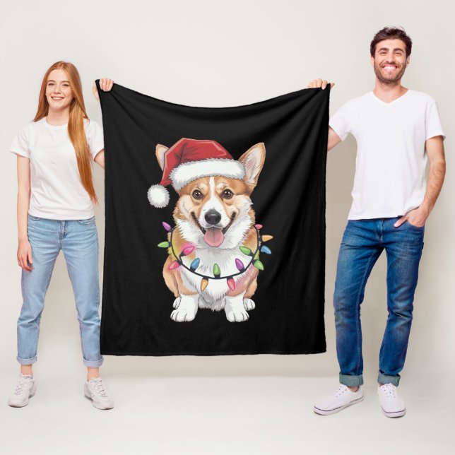 Pembroke Welsh Corgi Weihnachtsbaum Lichter Fleecedecke (Beispiel)