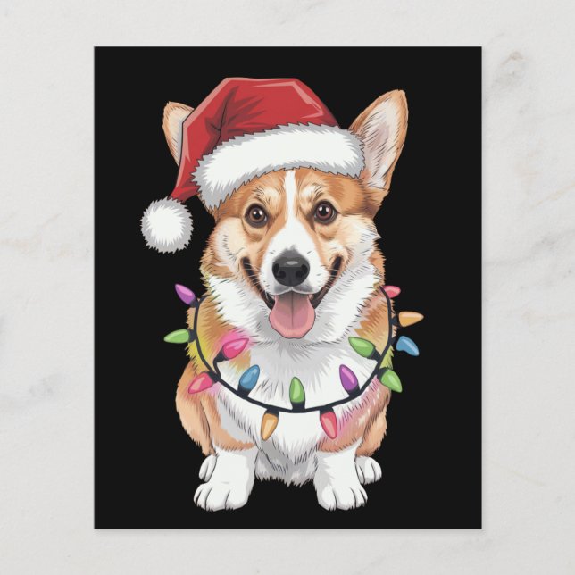 Pembroke Welsh Corgi Weihnachtsbaum Lichter Flyer (Vorne)