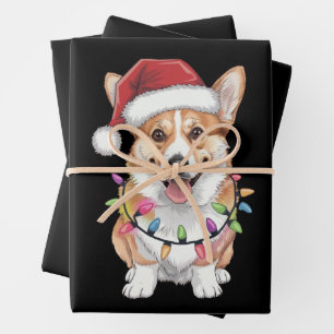 Pembroke Welsh Corgi Weihnachtsbaum Lichter Geschenkpapier Set