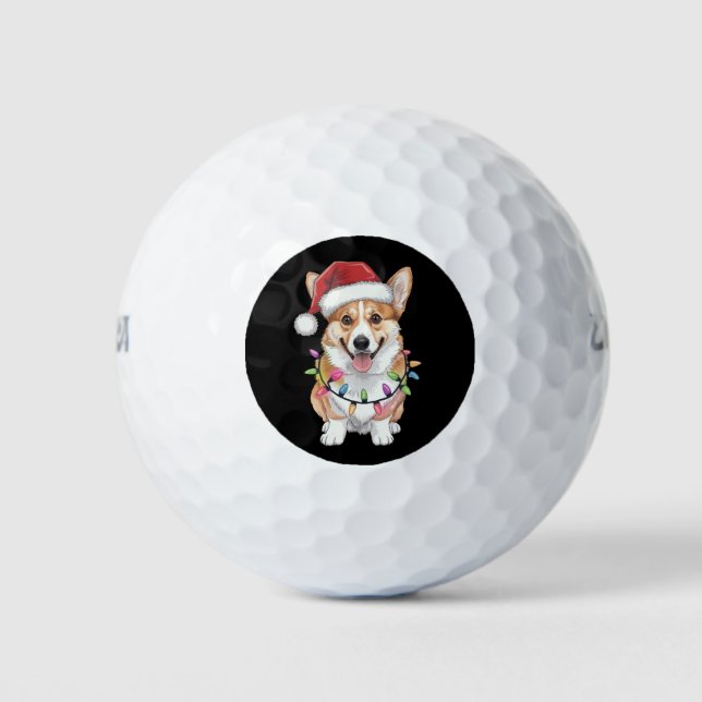 Pembroke Welsh Corgi Weihnachtsbaum Lichter Golfball (Vorderseite)