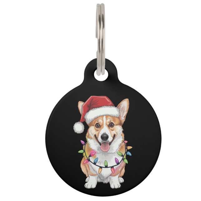 Pembroke Welsh Corgi Weihnachtsbaum Lichter Haustiermarke (Vorderseite)