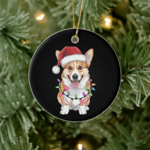 Pembroke Welsh Corgi Weihnachtsbaum Lichter Keramik Ornament