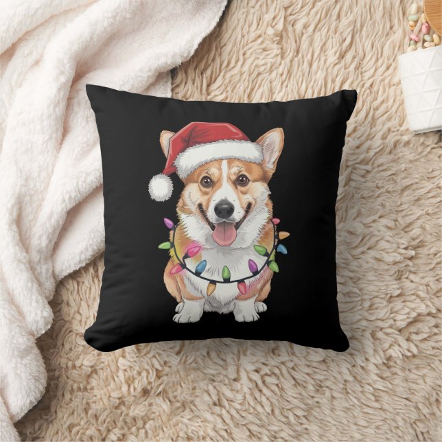 Pembroke Welsh Corgi Weihnachtsbaum Lichter Kissen (Decke)