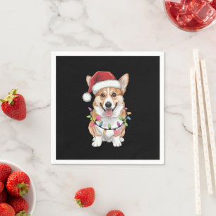 Pembroke Welsh Corgi Weihnachtsbaum Lichter Serviette