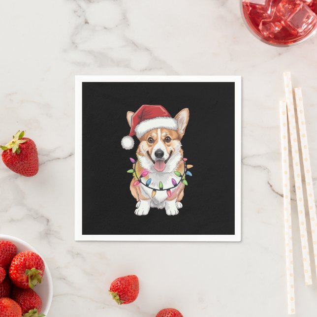Pembroke Welsh Corgi Weihnachtsbaum Lichter Serviette (Beispiel)