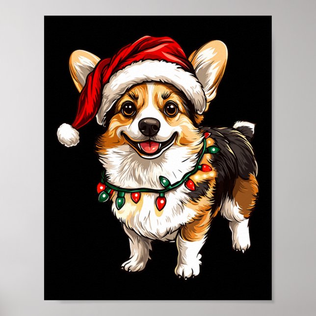 Pembroke Welsh Corgi Weihnachtsbaum Lichter X Poster (Vorne)