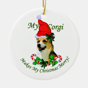 Pembroke Welsh Corgi Weihnachtsdekoration Keramikornament