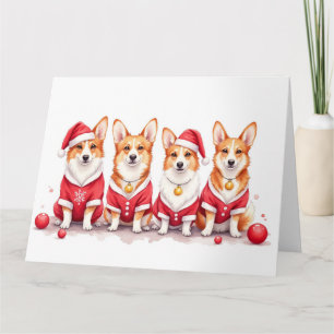 Pembroke Welsh Corgi Weihnachtskleid Santa Hut Karte