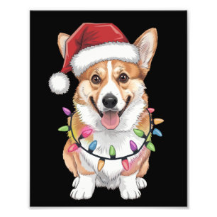 Pembroke Welsh Corgi Weihnachtsmann Weihnachtsbaum Fotodruck