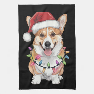 Pembroke Welsh Corgi Weihnachtsmann Weihnachtsbaum Geschirrtuch