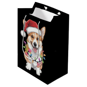 Pembroke Welsh Corgi Weihnachtsmann Weihnachtsbaum Mittlere Geschenktüte