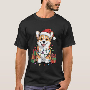 Pembroke Welsh Corgi Weihnachtsmannmütze Weihnacht T-Shirt