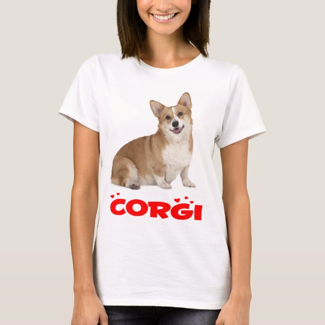 Pembroke Welsh Corgi Welpe Dog Red Liebe Ladys T-Shirt (Vorderseite)
