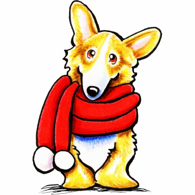 Pembroke Welsh Corgi Winter Scarf Fotoskulptur Magnet (Vorne)