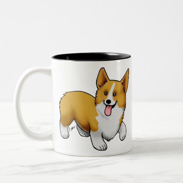 Pembroke Welsh Corgi Zweifarbige Tasse (Links)