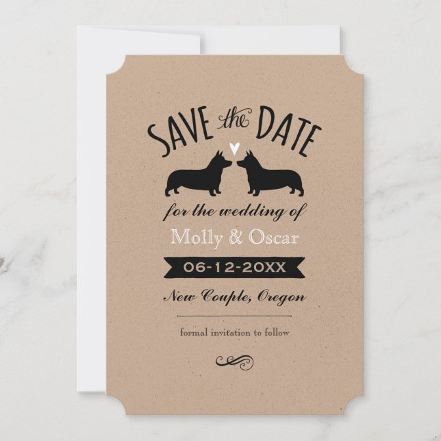 Pembroke Welsh Corgis Hochzeit Termin vormerken Save The Date (Vorderseite)