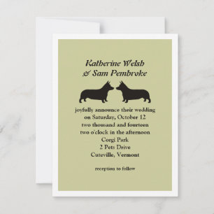 Pembroke Welsh Corgis Hochzeits-Einladung Einladung