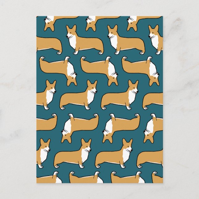 Pembroke Welsh Corgis Pattern Postkarte (Vorderseite)