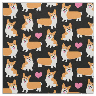 Pembroke Welsh Corgis und Hearts Stoff
