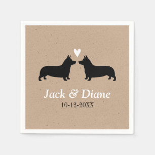 Pembroke Welsh Corgis Wedding Couple mit Text Serviette