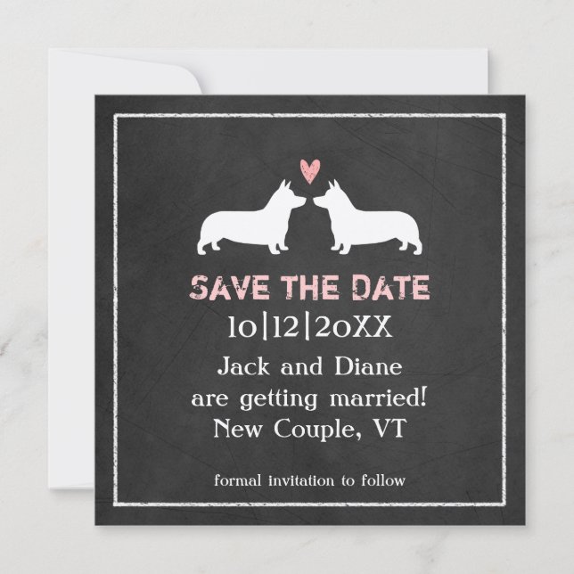 Pembroke Welsh Corgis Wedding Save the Date (Vorderseite)