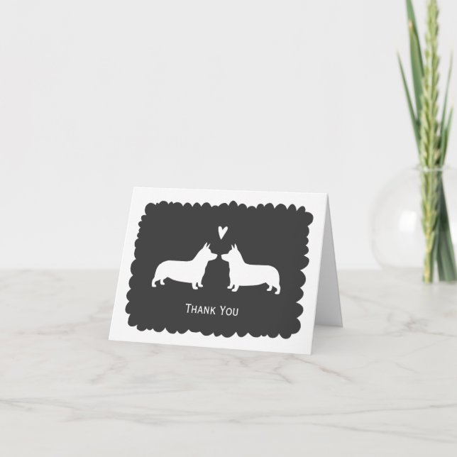 Pembroke Welsh Corgis Wedding Vielen Dank Dankeskarte (Vorderseite)