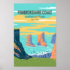 Pembrokeshire Coast National Park Wales Vintag Poster