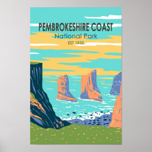 Pembrokeshire Coast National Park Wales Vintag Poster
