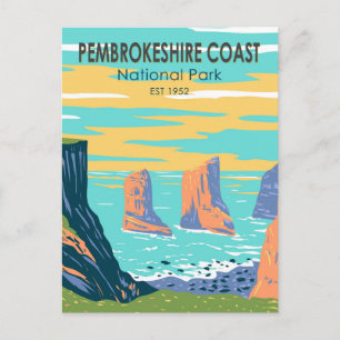 Pembrokeshire Coast Nationalpark Wales Vintage Postkarte