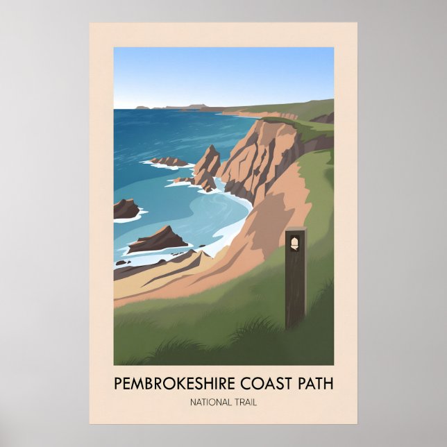 Pembrokeshire Coast Path National Trail Modern Poster (Vorne)