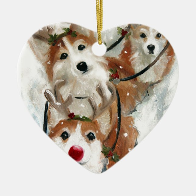 Pembrokewalisercorgi-Weihnachtsren Keramik Ornament (Vorne)