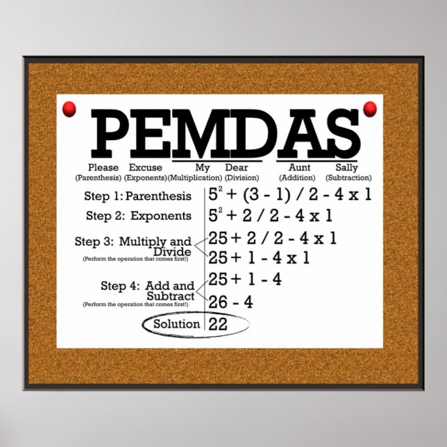PEMDAS Bulletin Board *AKTUALISIERT* Poster (Vorne)