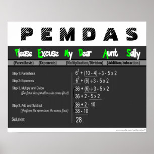 PEMDAS-Operationsreihenfolge Math Poster