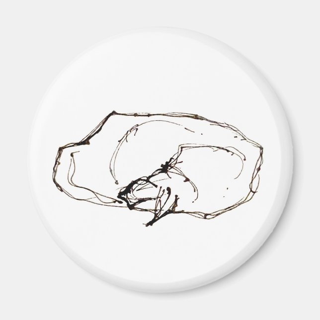 Pen and Ink Art Sleeping Cat Drawing Magnet (Vorne)