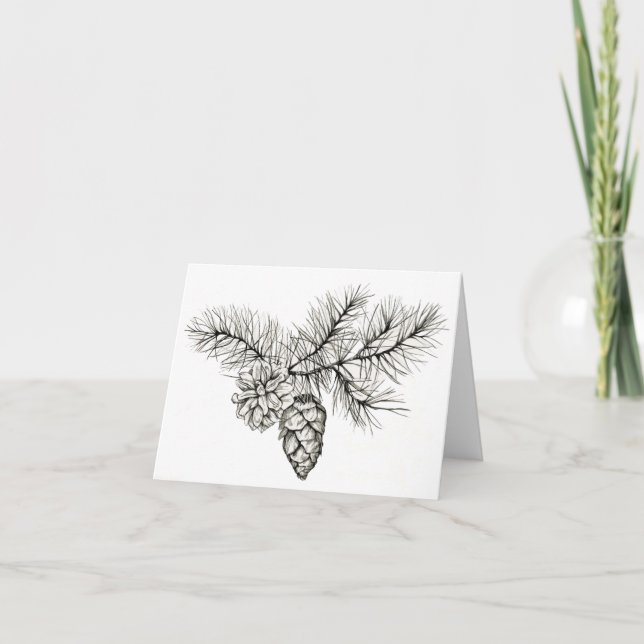 Pen and Ink Pinecones, original illustration print Karte (Vorderseite)